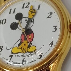 Lorus Mickey Mouse Watch‎ 31mm Gold Tone Quartz Japan New Battery Works